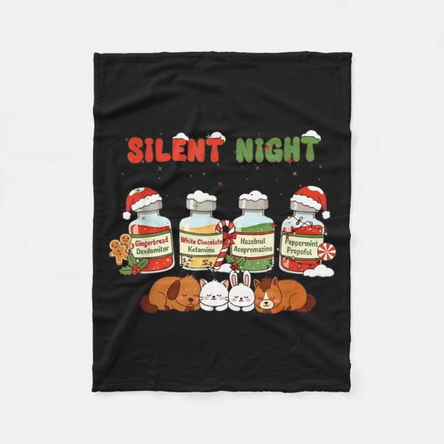 Manta Polar Profol Silent Night Funny Vet Tech Christmas  (Anverso)