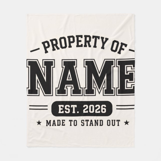 Manta Polar Propiedad Personalizada De Nombre – Estilo Varsity (Anverso)