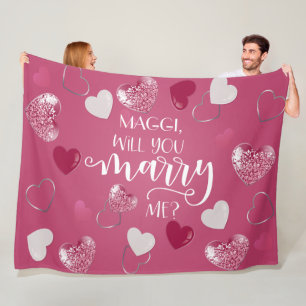 Manta Polar Propuesta de matrimonio Personalizado de corazones