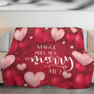 Manta Polar Propuesta de matrimonio Personalizado de los coraz