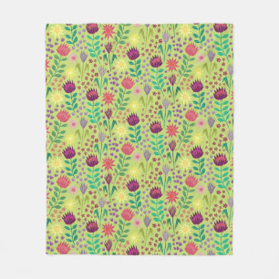 Manta Polar Protea Bloque Floral Imprimir Millefleur verde ale