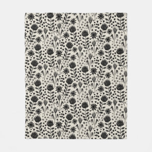 Manta Polar Protea Floral Block Print Millefleur Ropa negra