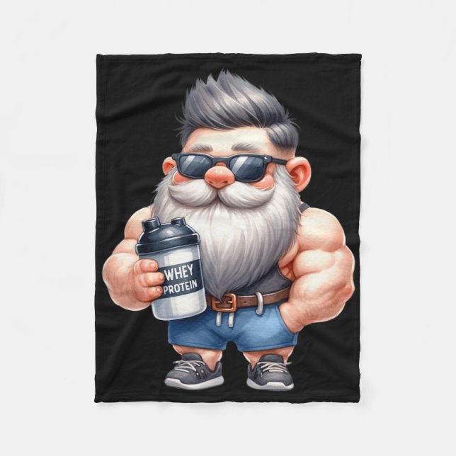 Manta Polar Proteína de suero Gnome Dad Funny Bodybuilder Gráf (Anverso)