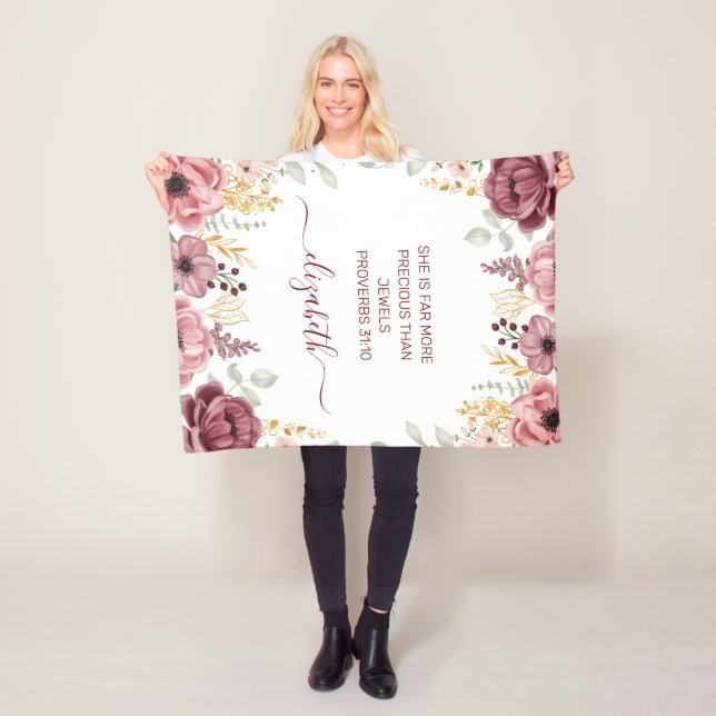 Manta Polar Proverbios 31 Flor rosa pastel elegante (In situ)