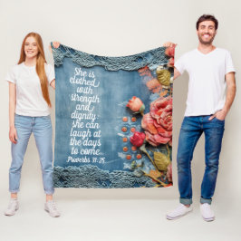 Manta Polar Proverbs 31:25 Fleece Blanket Bible Verse Floral