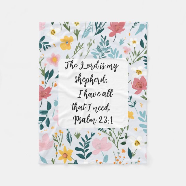Manta Polar Psalm 23:1 Floral Fleece Blanket (Anverso)