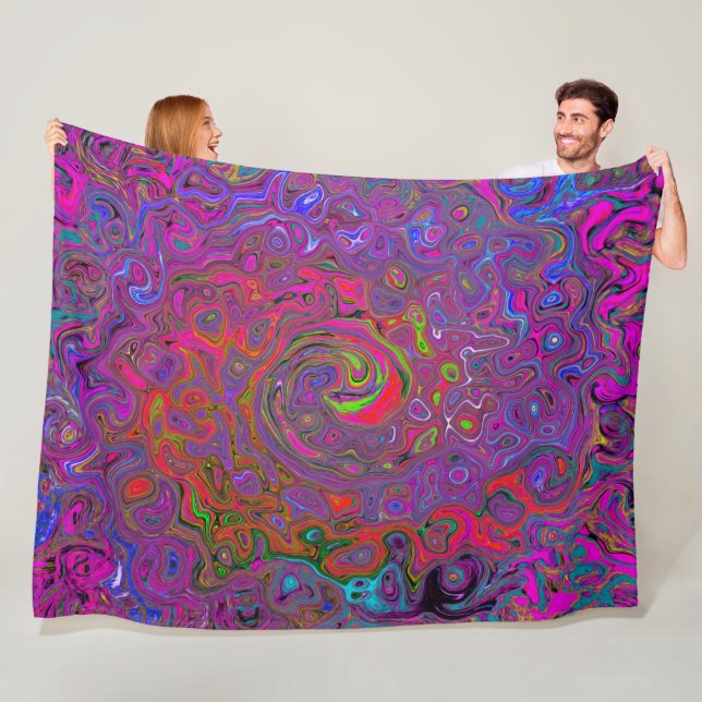 Manta Polar Psicodelia Groovy Magenta Retro Bañón Líquido (In situ)