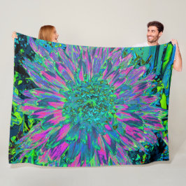 Manta Polar Psicodelia Magenta Aqua y Lime Green Dahlia