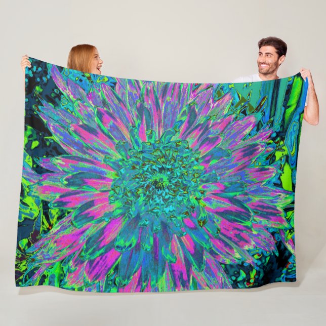 Manta Polar Psicodelia Magenta Aqua y Lime Green Dahlia (In situ)