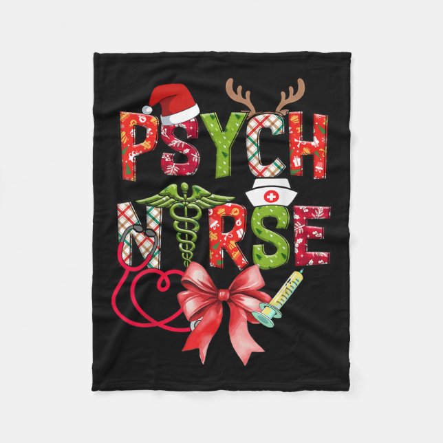 Manta Polar Psych Nurse Christmas Cute Coquette Christmas Bow  (Anverso)