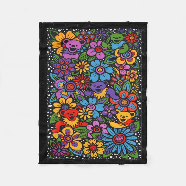 Manta Polar Psychedelic Flowers Dancing Bears Coloured Gratefu (Anverso)
