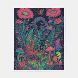 Manta Polar Psychedelic woodland fleece blanket