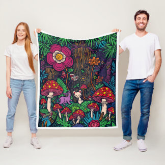 Manta Polar Psychedelic woodland fleece blanket