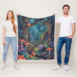 Manta Polar Psychedelic woodland fleece blanket