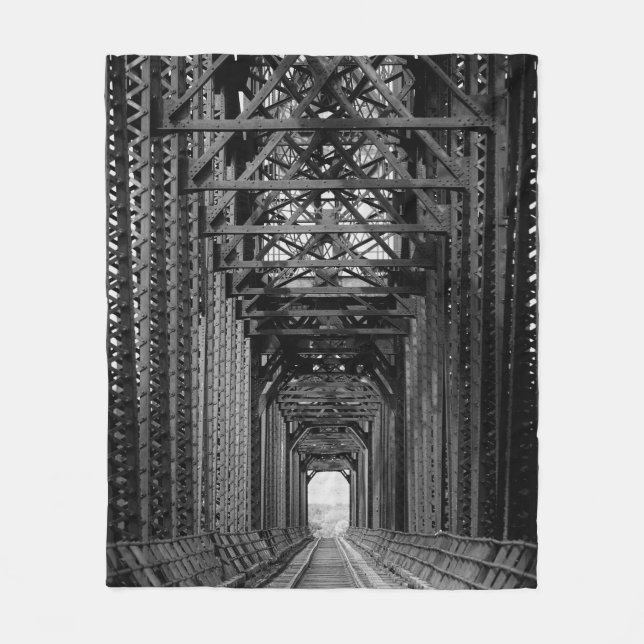 Manta Polar Puente Trestle En Blanco Y Negro (Anverso)