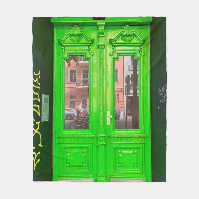 MANTA POLAR PUERTA DE CRISTAL DE MADERA VERDE (Anverso)