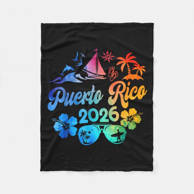 Manta Polar Puerto Rico 2026 Vacation Beach Tie Dye Trip Summe (Anverso)