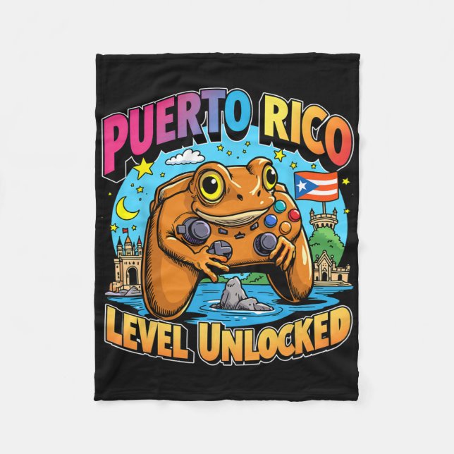Manta Polar Puerto Rico Level Unlocked Gamer Coqui Frog  (Anverso)