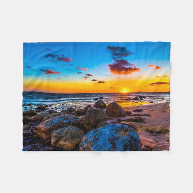 Manta Polar Puesta del sol en el mar (Frente (Horizontal))