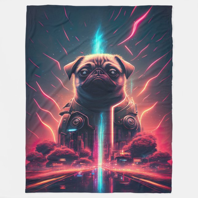 Manta Polar Pug Adorable en traje futurista de robots (Anverso)