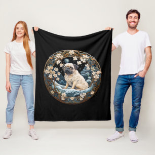 Manta Polar Pug Artístico