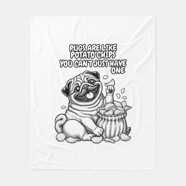 Manta Polar Pug cálido Blanket como papas fritas (Anverso)