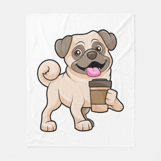 Manta Polar Pug con café para ir (Anverso)