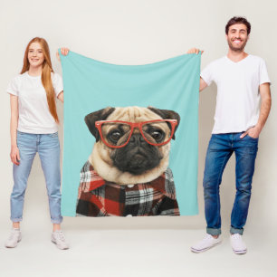 Manta Polar Pug de la camiseta cubierta