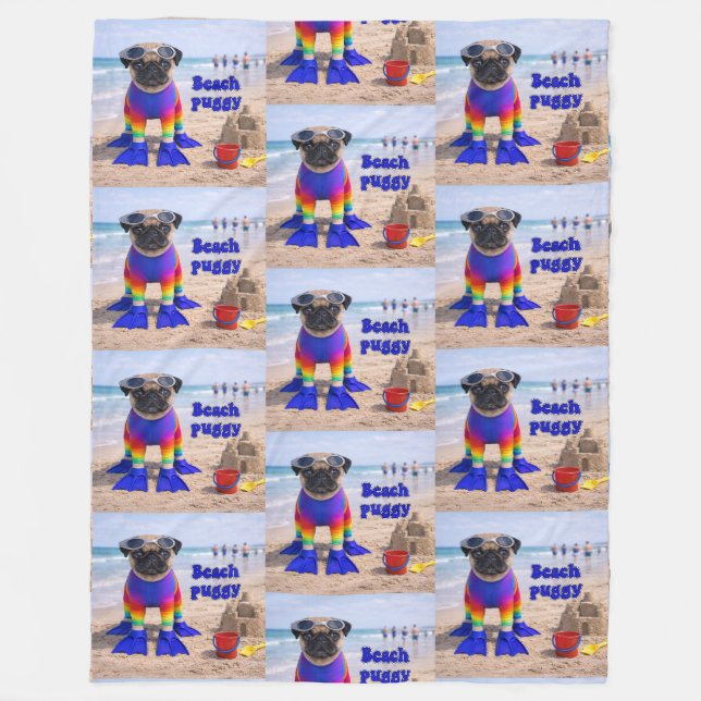 Manta Polar Pug de la Playa (Anverso)