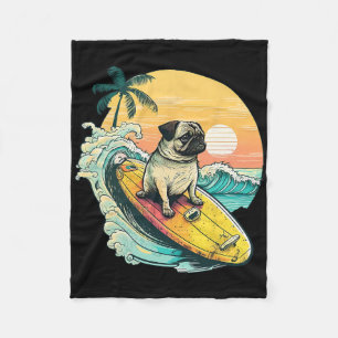 Manta Polar Pug Divertido Surfando en la Playa Amante de las M