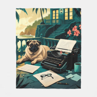 Manta Polar Pug Dog caballero vintage