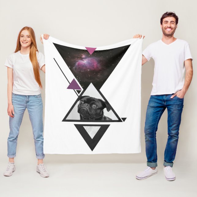 Manta Polar Pug espacial | Idea De Regalo De Perro De Pug Negr (In situ)
