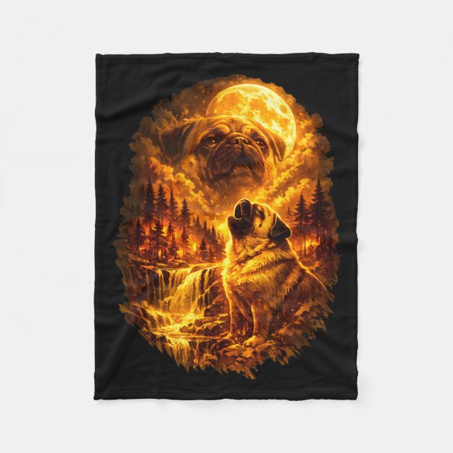 Manta Polar Pug howling at moon dramatic full moon  (Anverso)