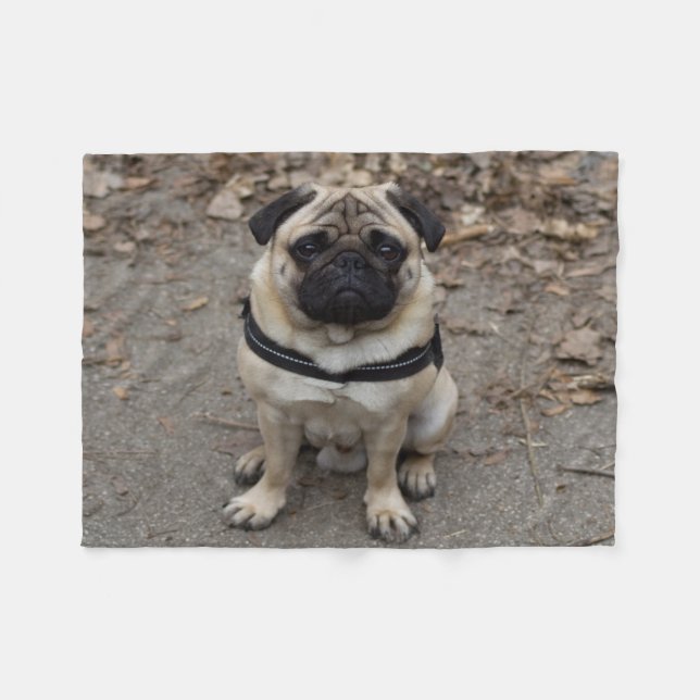 Manta Polar Pug muy serio (Frente (Horizontal))