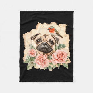 Manta Polar Pug pájaro perro lindo pug divertido