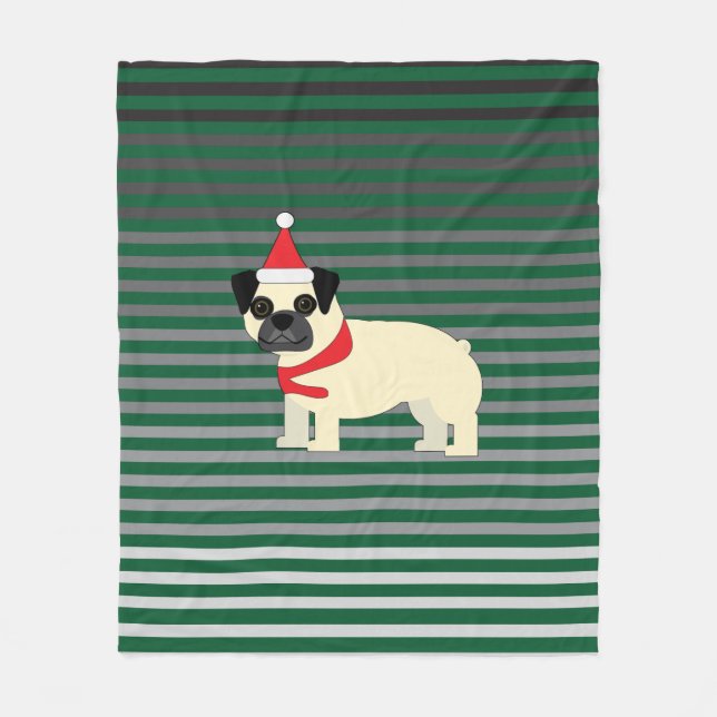 Manta Polar Pug Santa (Anverso)