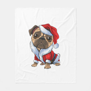 Manta Polar Pug Santa Navidades de disfraces Pajama Cute Perro