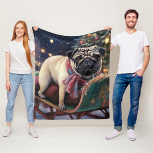 Manta Polar Pug Temporada Navideña Festiva