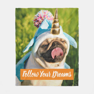 Manta Polar Pug unicornio