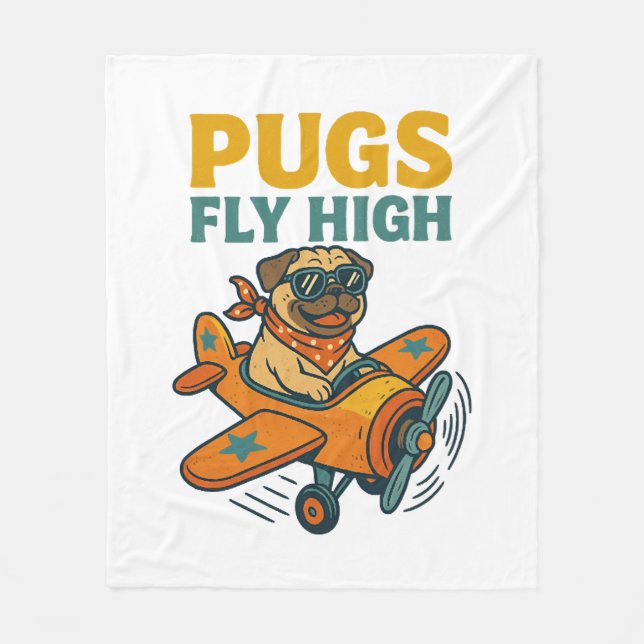 Manta Polar Pugs Vuelan Alto (Anverso)