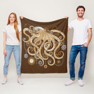 Manta Polar Pulpo Steampunk Retro Fantasía Mecánica