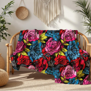 Manta Polar Punk audaz florece floral flamante