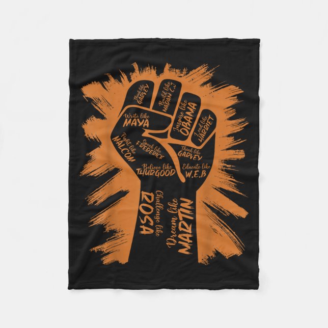 Manta Polar Puño Poderoso Mano Inspirando Líderes Negros Hist  (Anverso)