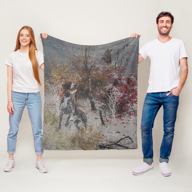 Manta Polar Puntero alambrado alemán con gallo de madera en in (In situ)