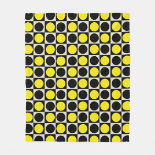 Manta Polar Punto de Polka Geométrica Amarillo Negro Círculo C
