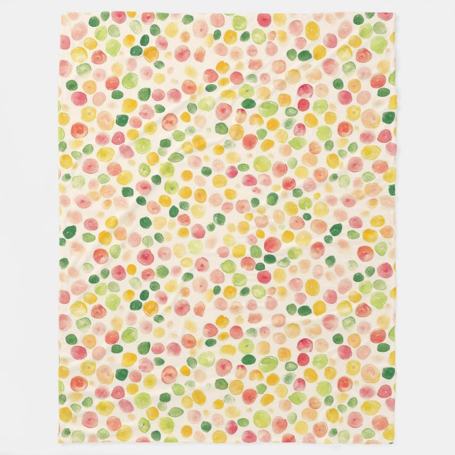Manta Polar Puntos afrutados rosa amarillo verde menta  (Anverso)