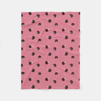 Manta Polar Puntos con flores sobre fondo rosado
