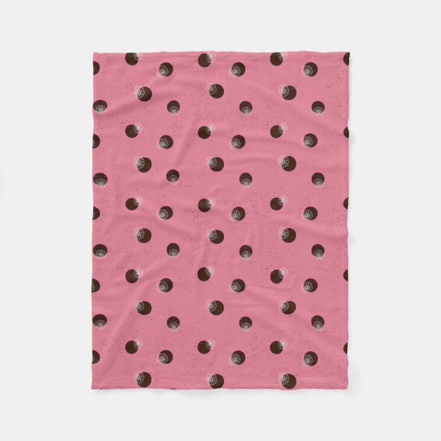 Manta Polar Puntos con flores sobre fondo rosado (Anverso)