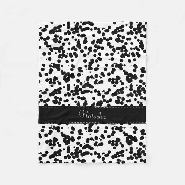 Manta Polar Puntos dálmatas blancos y negros (Anverso)