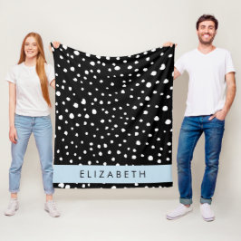 Manta Polar Puntos dálmatas, puntos, negro y blanco, tu nombre